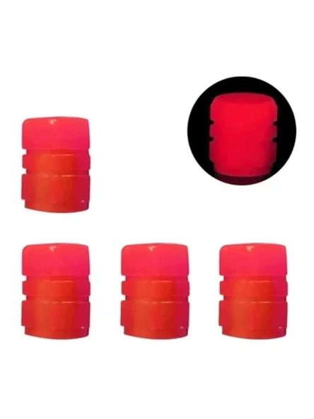 Foren Gece Parlayan Kırmızı Fosforlu Sibop Kapağı Seti - 4 Adet - 4