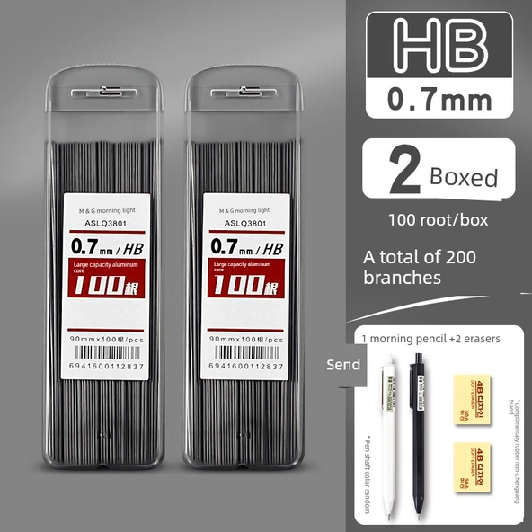 Mekanik Kalem Ucu Seti - HB/0.7mm - 2 Kutuda 200+1 Kalem + 2 Silgi