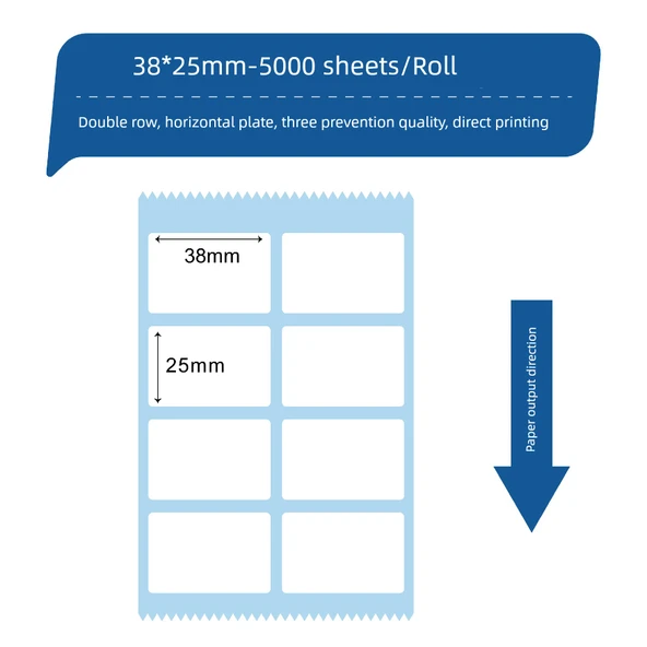 Üç Koruma Termal Etiket Kağıdı - 38x25mm - 5000 Çift Sıra (1 Rulo)