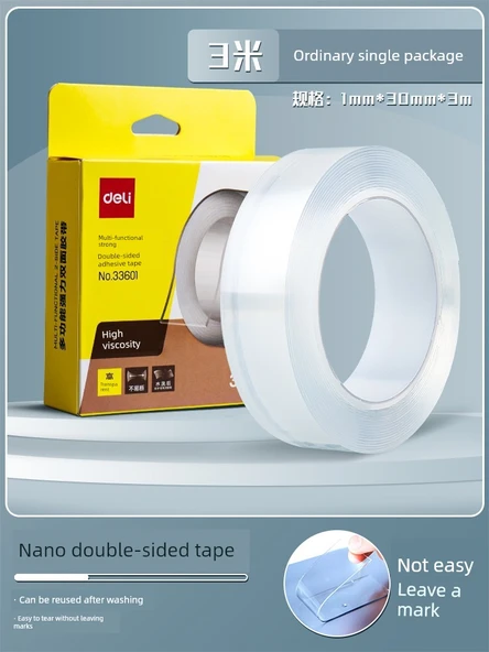 Deli Nano Çift Taraflı Yapışkan Akrilik Bant - 3cm Genişlik 3m Uzunluk 1mm Kalınlık - Yüksek Viskozite