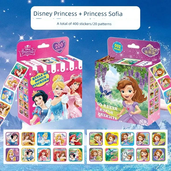 Çocuklar için Karakter Çıkartmaları - Disney Prensesi ve Sophia 400 Çıkartma