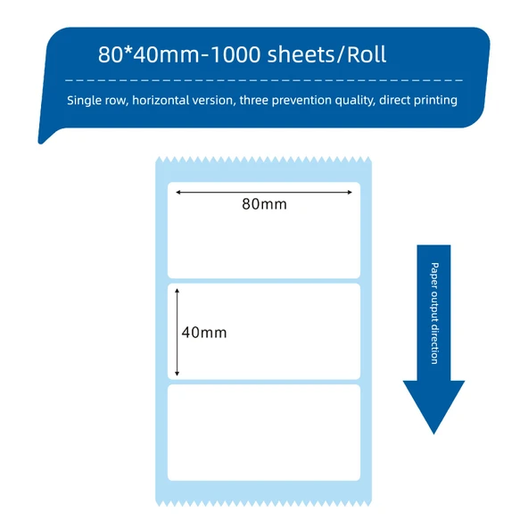 Üç Koruma Termal Etiket Kağıdı - 80x40mm - 1000 Sayfa (1 Rulo)