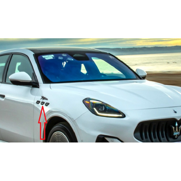 DK Tuning Maserati Folgore Çamurluk Siyah ABS Yazı Logo Amblem Seti - 3