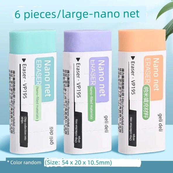 Deli Nano Net Silgi - Büyük 6 Paket Macaron Renk