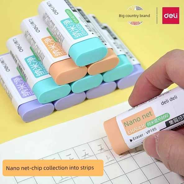 Deli Nano Net Silgi - Büyük 6 Paket Macaron Renk - 2