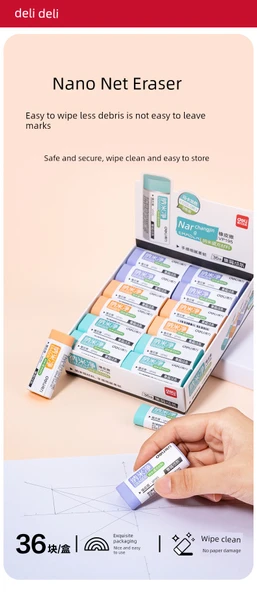 Deli Nano Net Silgi - Orta 6 Paket Macaron Renk - 7