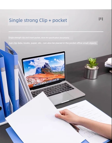 A4 Ofis Dosyası - 3'lü Çift Klips Siyah - Resim 9