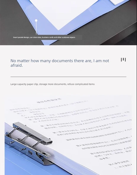 A4 Ofis Dosyası - 3'lü Çift Klips Siyah - Resim 10