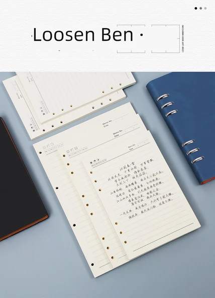 9 Delik Sırtı Açık Kağıt Yenileme - A6 Boş Deri, 1 Paket - Resim 6