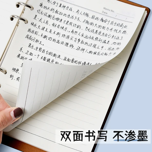 9 Delik Sırtı Açık Kağıt Yenileme - A6 Boş Deri, 1 Paket - Resim 3