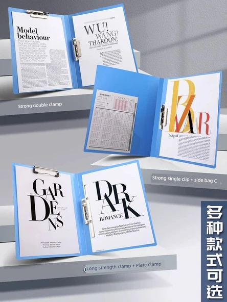 A4 Ofis Dosyası - 3'lü Çift Klips Siyah - Resim 3