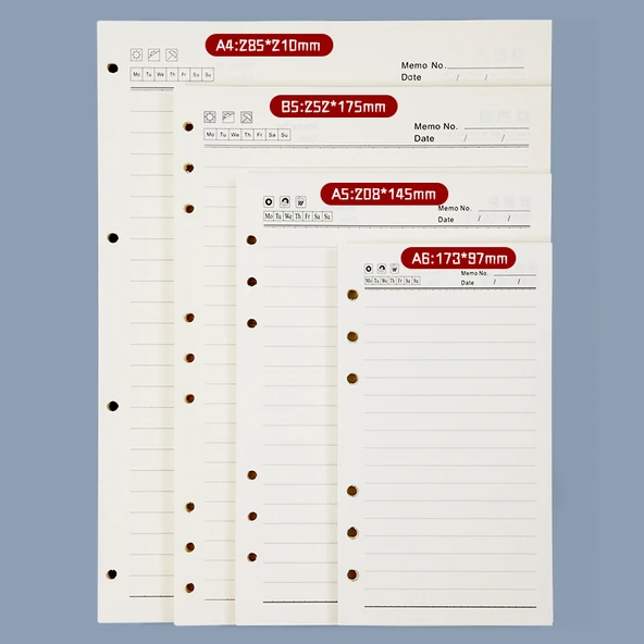 9 Delik Sırtı Açık Kağıt Yenileme - A6 Boş Deri, 1 Paket - Resim 5