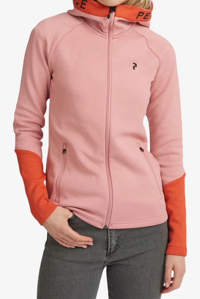 W Rider Mid Zip Hood Kadın Pembe Softshell Mont G78879040-30192