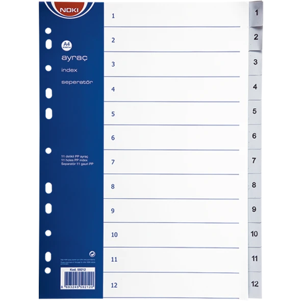 Noki Seperatör 1-12 Rakamlı Plastik A4 59212