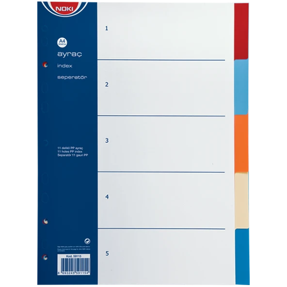 Noki Seperatör 5 Renkli Plastik A4 59115