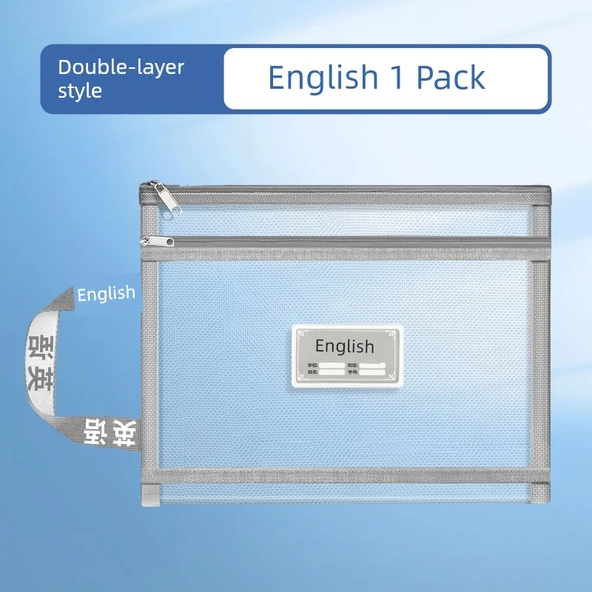 1. Sınıf Fermuarlı Kitap Dosya Çantası - 1 Paket - İngilizce - İki Katmanlı Kalınlaştırılmış