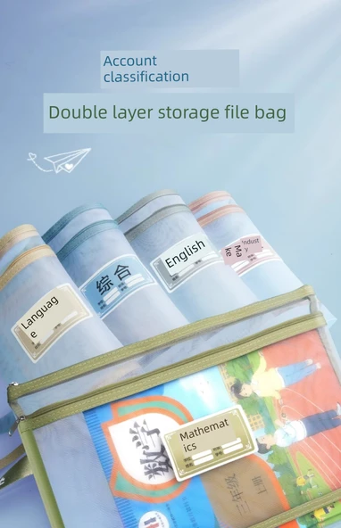 1. Sınıf Fermuarlı Kitap Dosya Çantası - 9 Paket - 3 Dil + 3 Numara + 3 İngilizce - İki Katmanlı Kalınlaştırılmış - 8