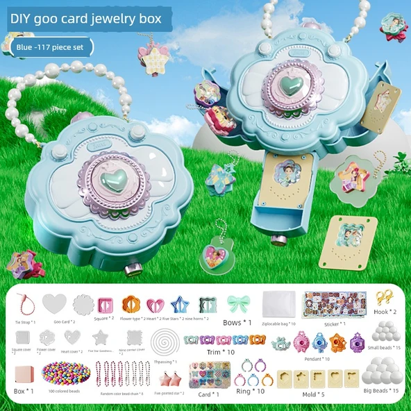 Kızlar Sihirli Çıkartma Kitabı DIY Elbise Yapma Makinesi - Mavi Standart Set - 117 Parça