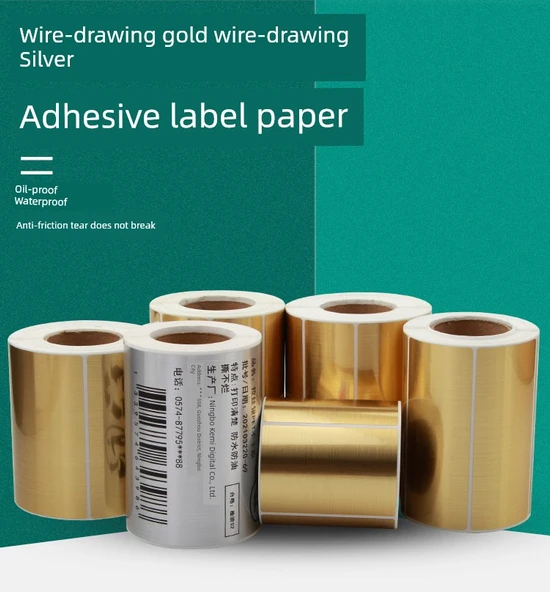 Fırçalı Altın/Gümüş PET Etiket Kağıdı - 80*40mm - 1000 Yaprak - Zhang Heng Versiyonu Tel Çizim Gümüş - Resim 5