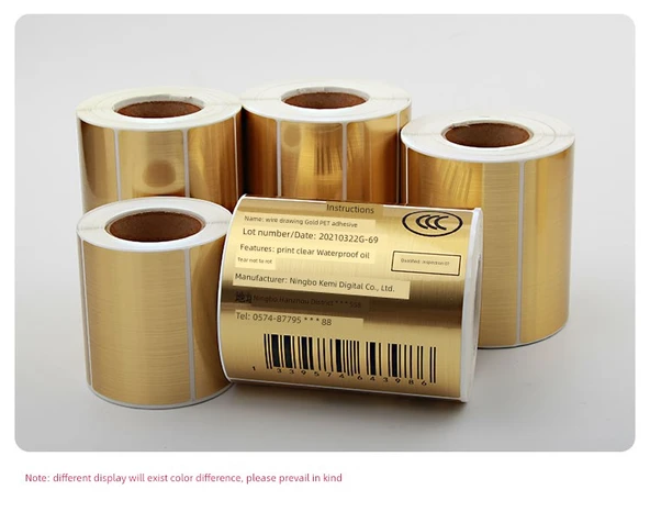 Fırçalı Altın/Gümüş PET Etiket Kağıdı - 70*40mm - 1000 Yaprak - Yatay Tel Çizim Altın - Resim 10