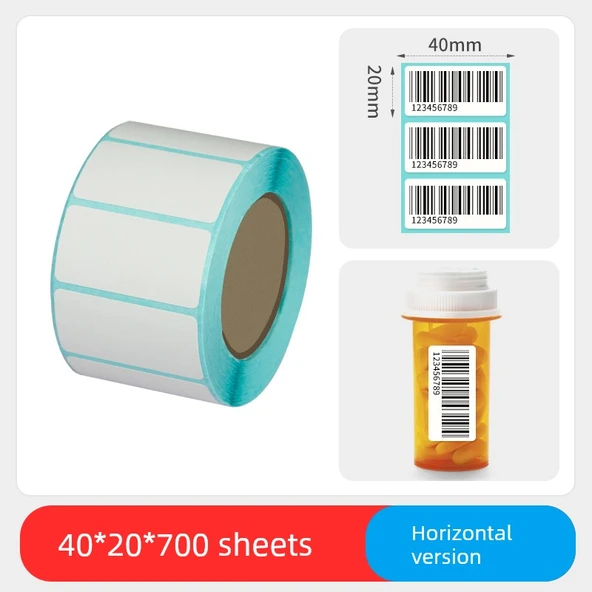Termal Etiket Kağıdı - 40x20mm - 700 Adet - Yatay