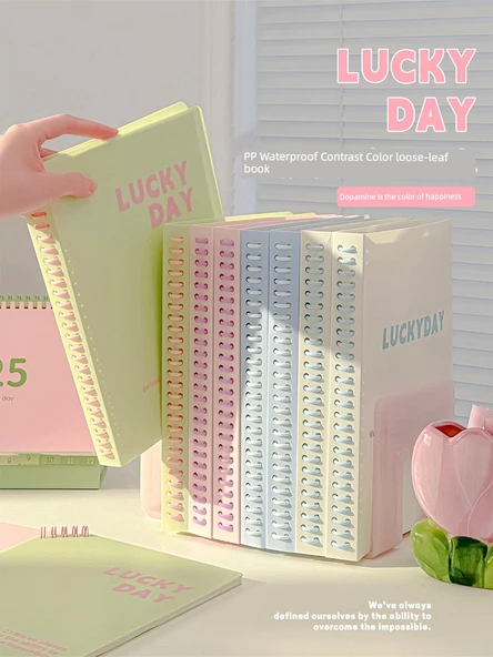 B5 Çıkarılabilir Spiral Defter - Mavi Yıldız + Guava - 2