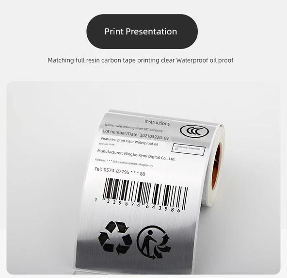 Fırçalı Altın/Gümüş PET Etiket Kağıdı - 70*40mm - 1000 Yaprak - Yatay Tel Çizim Altın - Resim 6