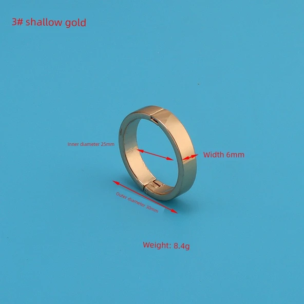 Metal Takvim Klasör Halkaları - Açık Altın 25mm İç Çap 6mm Genişlik (20 Paket)