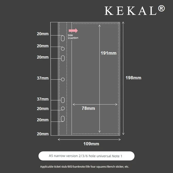A5 6 Delikli Gevşek Yaprak Klasör Yenileme Sayfaları - A5 Dar Fatura 1 Kafes (10 Sayfa) Tek Taraf 11 İpek