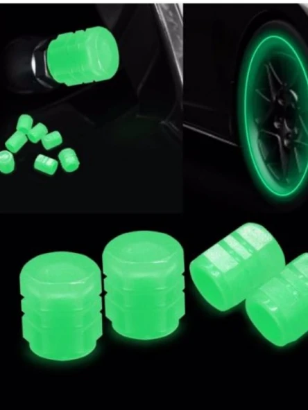 Foren Gece Parlayan Yeşil Fosforlu Sibop Kapağı Seti - 4 Adet - 2