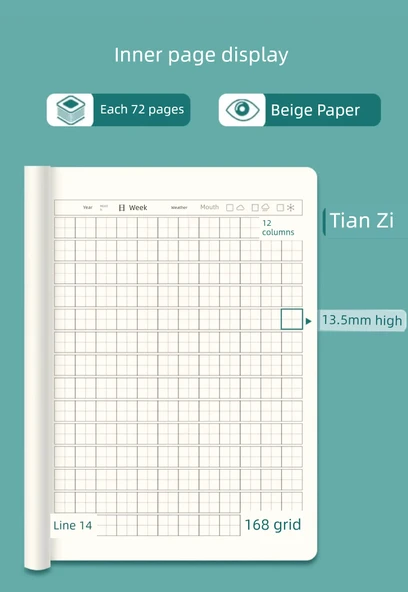 16K Haftalık Defter - 5 Adet Tian Zi - 10