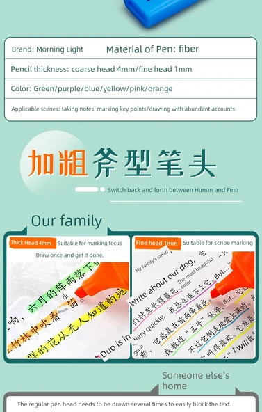 Yüksek Aydınlatıcı Kalem Seti - [Ninja] Mini Küçük Boy/6 Renk - Resim 9