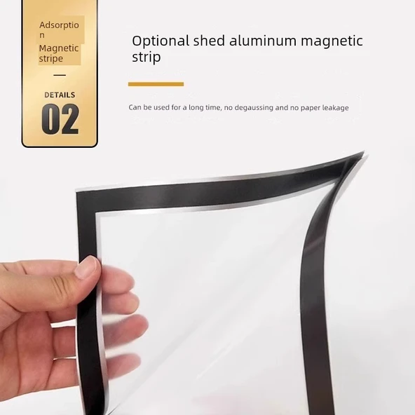 Mıknatıslı A4 Kağıt Dosya Sergileme Çerçevesi - A6 Altın Buzlu - Resim 2