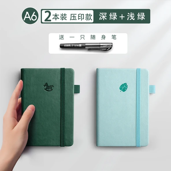 A6 Mini İngilizce Defter - Koyu Yeşil, Açık Yeşil [2 Paket] - Cep Kalemli