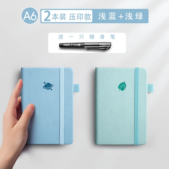 A6 Mini İngilizce Defter - Açık Mavi, Açık Yeşil [2 Paket] - Cep Kalemli