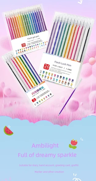 Flash Jel Kalem - 12 Renk Değiştirilebilir Yedek - 9