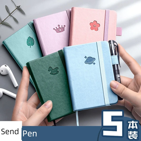 A6 Mini İngilizce Defter - Açık Mavi, Açık Pudra [2 Paket] - Cep Kalemli - 2