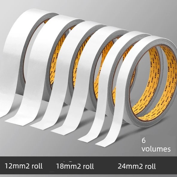 Çift Taraflı Yapışkan Bant - Orta Set 6 Rulo (12mm + 18mm + 24mm 2 Rulo Her Biri)