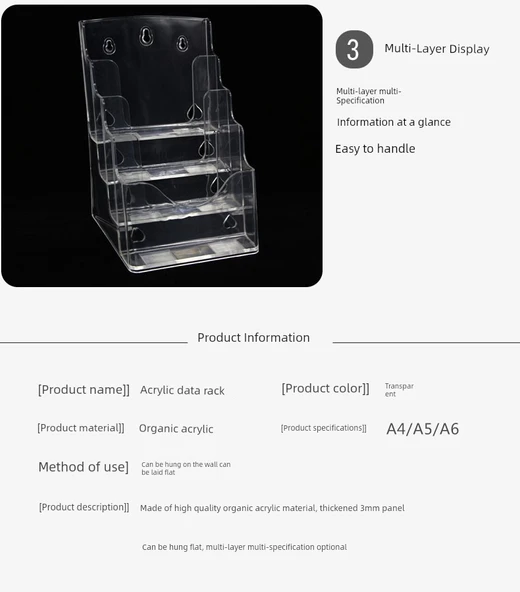A4 Dört Katmanlı Akrilik Veri Rafı - A4 Kağıt 210*297mm - 9