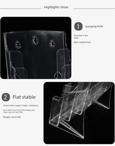A4 Tek Katmanlı Akrilik Veri Rafı - A4 Kağıt 210*297mm - Model 1 - 8
