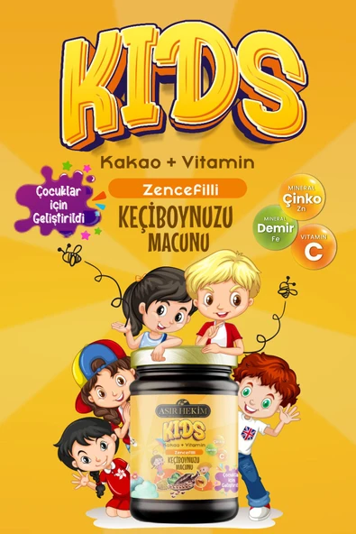Asır Hekim Kıds Kakao Vitamin Zencefilli Keçiboynuzu Macunu 240 gr