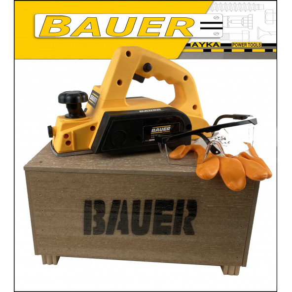 Bauer 3600 Watt Ahşap Taşıma Çantalı Sarı Bakir Sargılı Metal Şanzuman Çift Bıçakli Planya Rende Makinesi