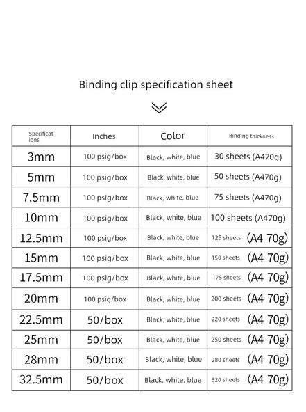 A4 Bağlama Klipsi - 17.5mm Mavi 100 Adet - 175 Sayfa Kapasitesi - Resim 11