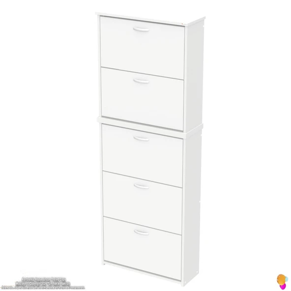 Modilayn VERVE Asma Antre 72 x194x26 cm’ lik 5 Düşer Kapak 10 Göz Bölmeli Ayakkabılık - 7