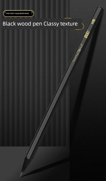 Siyah Ahşap Kurşun Kalem HB - Günlük Set 30 (Kalemtraş + 2B Silgi) - Resim 7