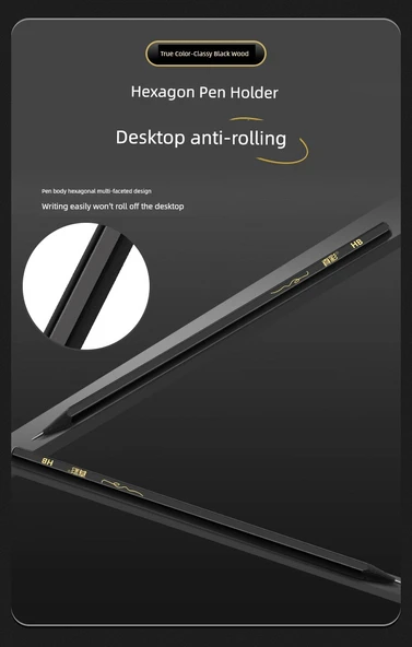 Siyah Ahşap Kurşun Kalem HB - Günlük Set 30 (Kalemtraş + 2B Silgi) - Resim 10