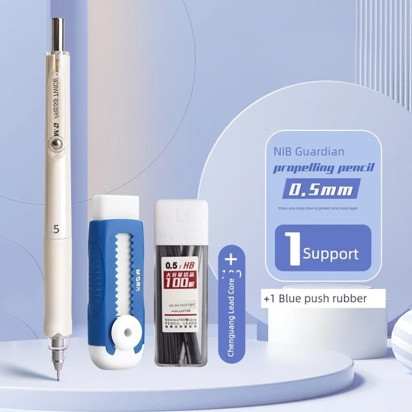 Mekanik Kalem - 0.5mm - 1 Adet + 100 HB Refill + 1 Mavi Silgi - B Refill