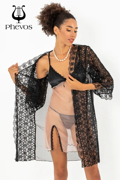 Phevos 3'lü Gecelik ve Sabahlık Takımı-3814 - 9