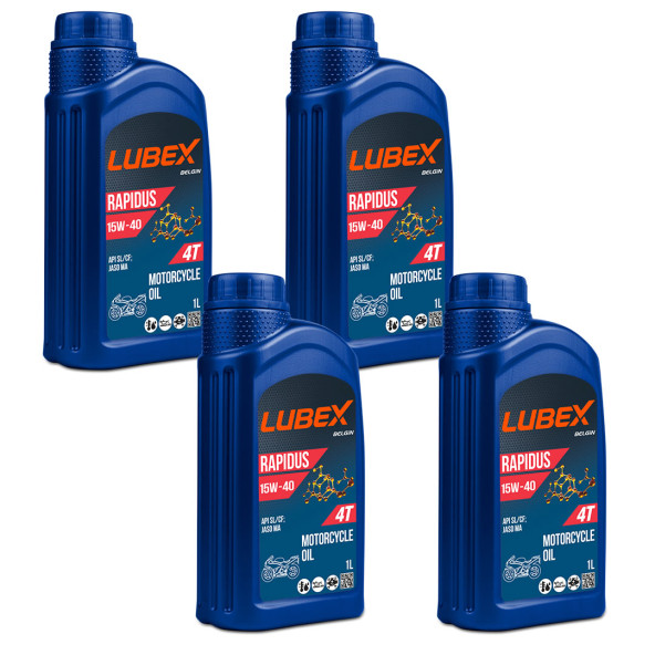 Lubex Rapidus 15W-40 1 Lt 4 Zamanlı Motosiklet Yağı (4 Adet)