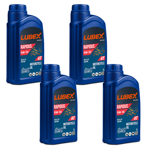 Lubex Rapidus 15W-50 1 Lt 4 Zamanlı Motosiklet Yağı (4 Adet)